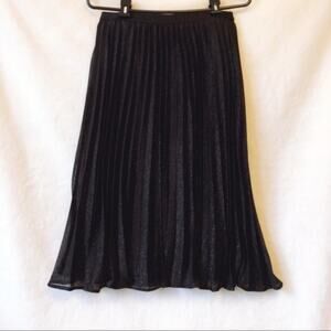 New York & Company Black Metallic Pleated Midi Skirt